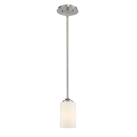 Z-Lite Bordeaux 1 Light Mini Pendant, Brushed Nickel & Matte Opal 435MP-BN